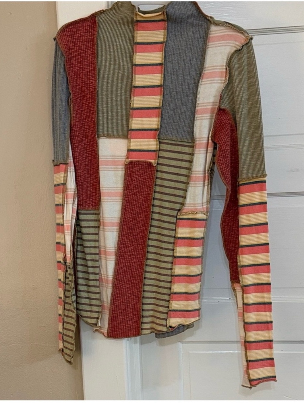 Oli & Hali Patchwork Long-Sleeve Patchwork Top Turtleneck Sz XL like new